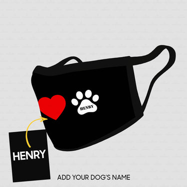 Personalized Dog Gift Idea - I Love Dog Paw For Dog Lovers - Cloth Mask